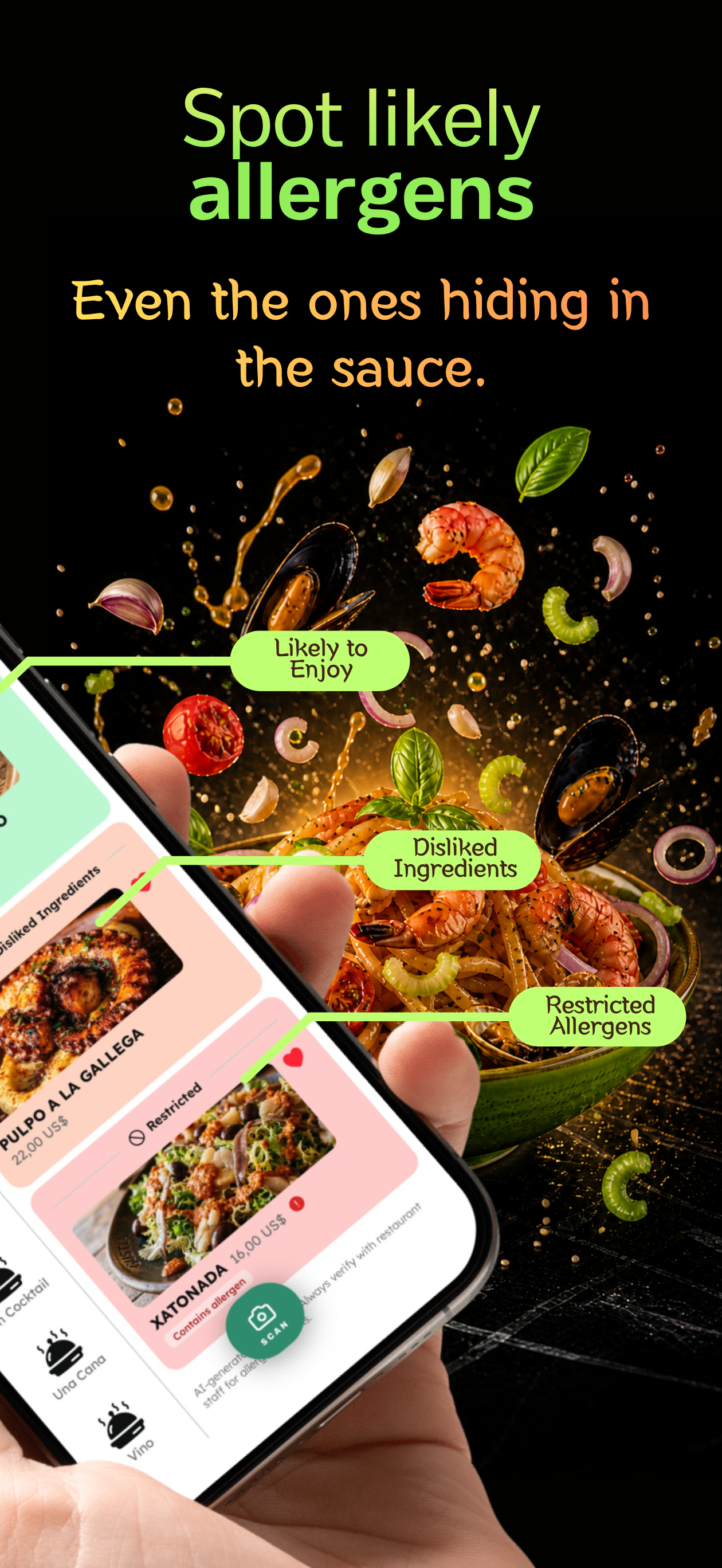 Gustia: Allergen Menu Scanner screenshot 2