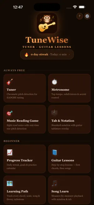TuneWise Guitar Lessons screenshot 1