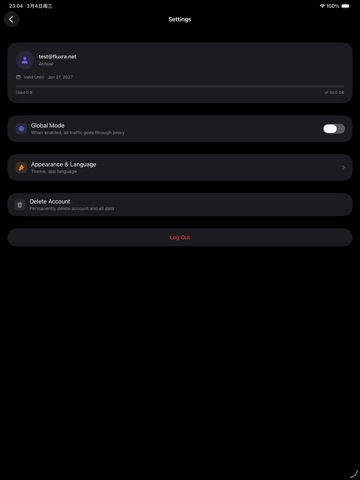 Fluxra iPad screenshot