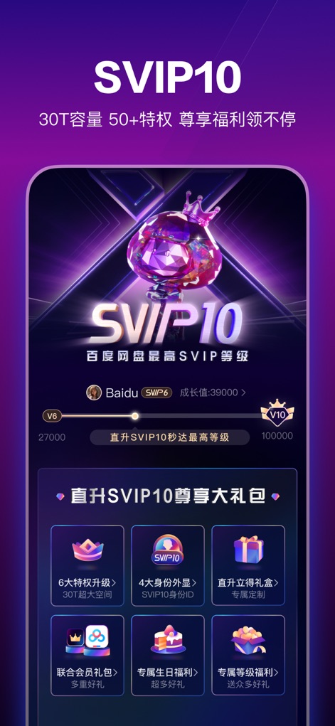 百度网盘 - Privilégios SVIP10