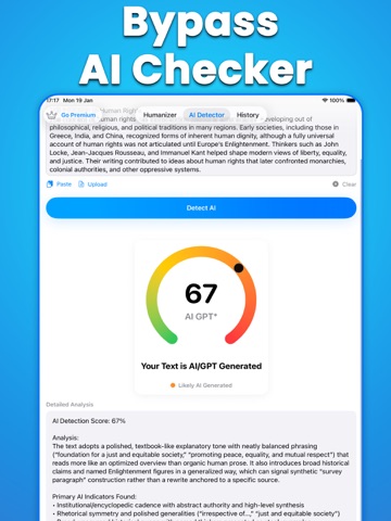Ai humanizer: ZeroDetect iPad screenshot