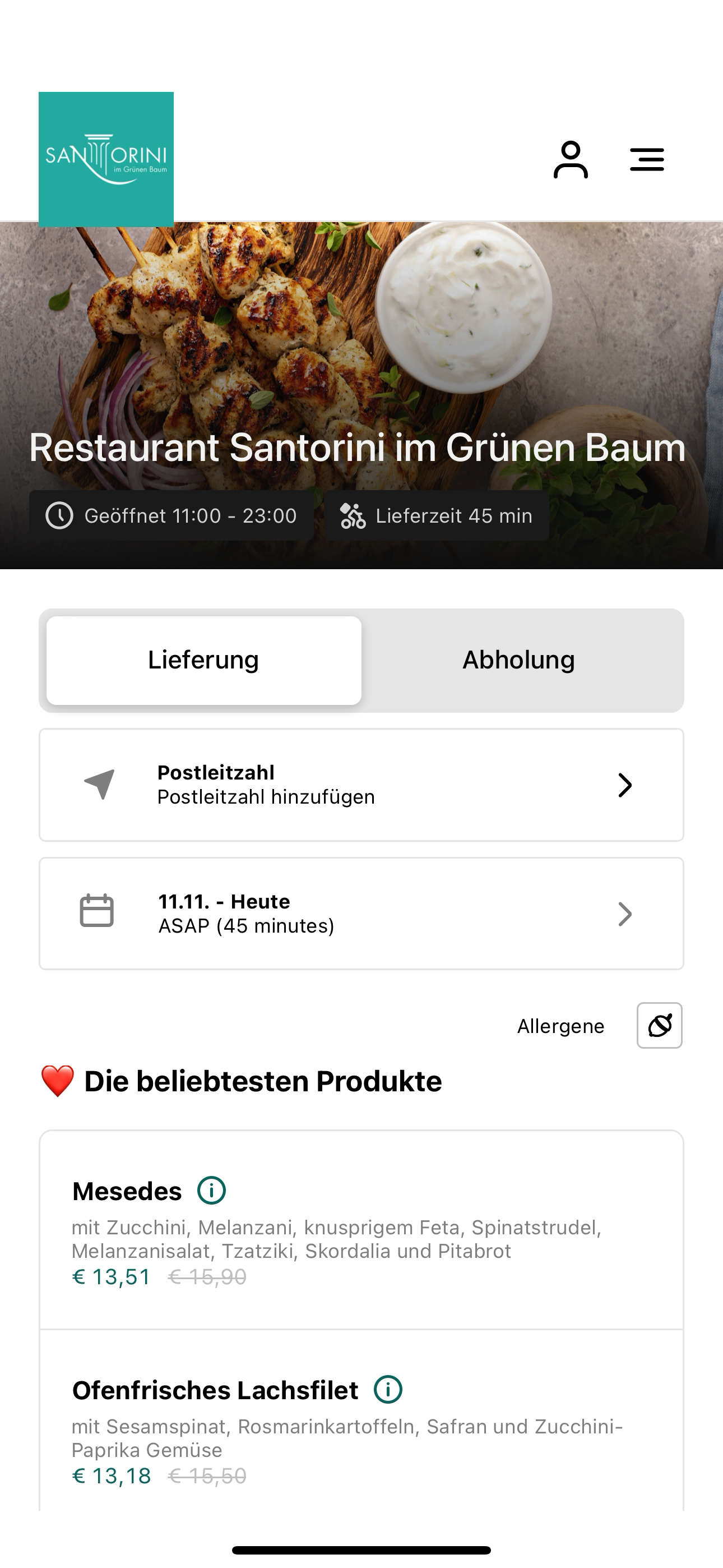 Restaurant Santorini im Grünen
