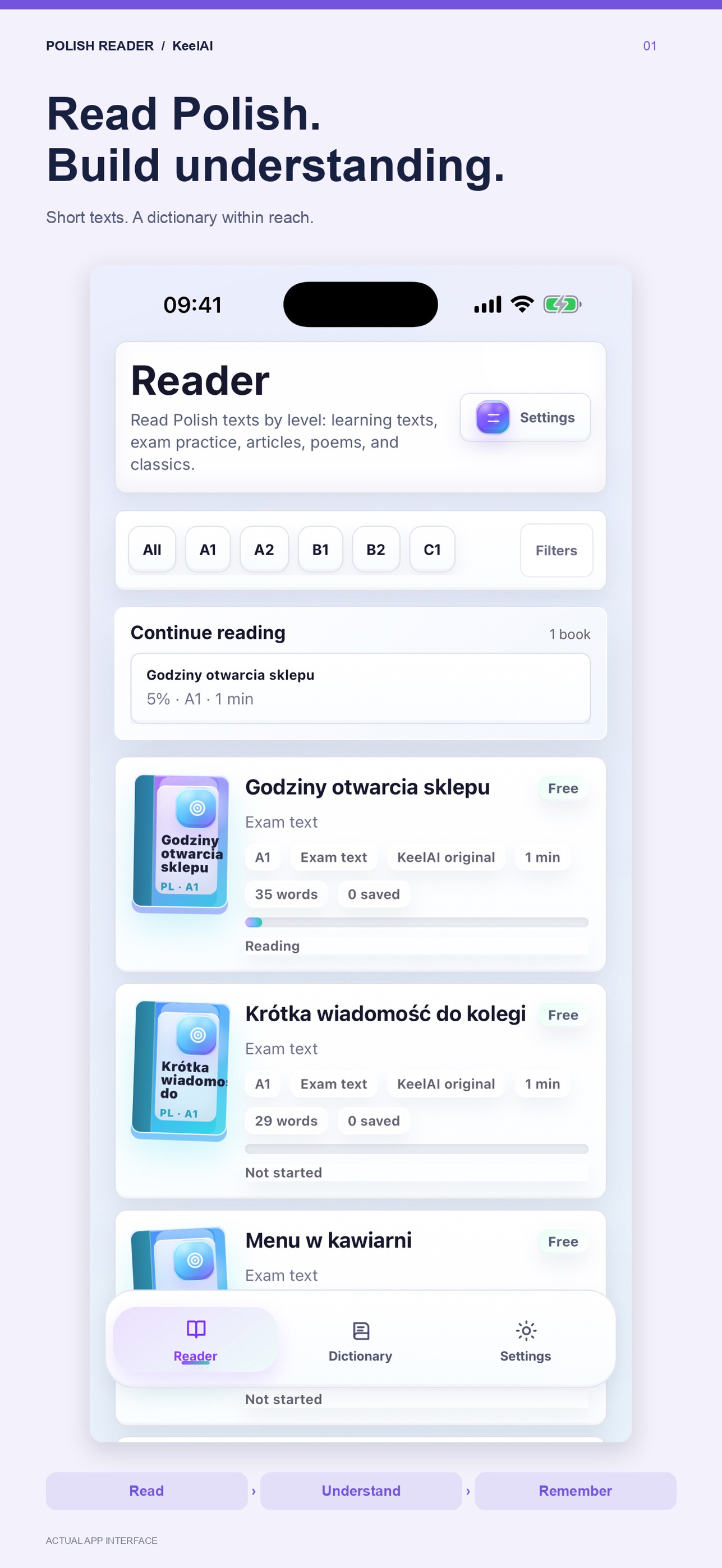 Screenshot 1 of Polish Reader: KeelAI
