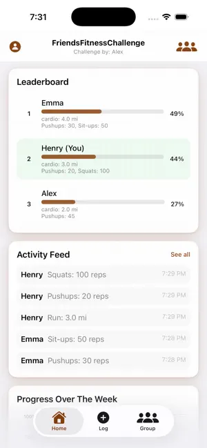 FriendsFitnessChallenge screenshot 1