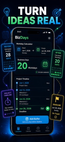 工作日计算器 上班日 营业日 截止日 工期 交期 天数 工时 screenshot