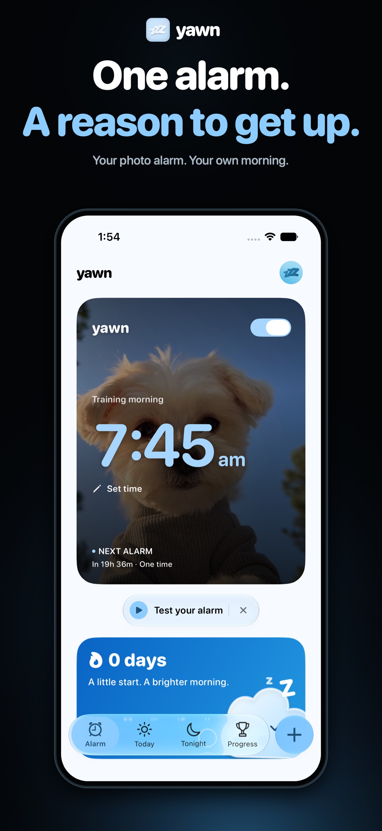 Screenshot 1 of Yawn: Smart Alarm Widget