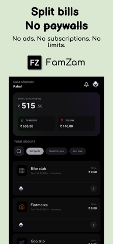Famzam: Split Bills & Expenses screenshot