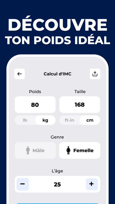Screenshot #3 pour Suivi Poids・Calcul d'IMC・BMI