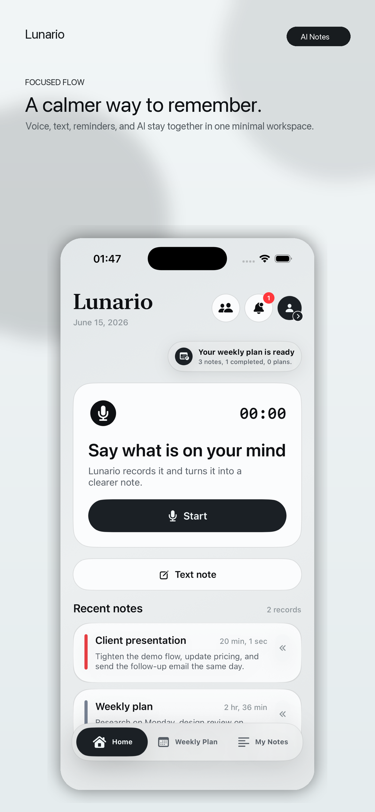 Lunario - Smart Notes