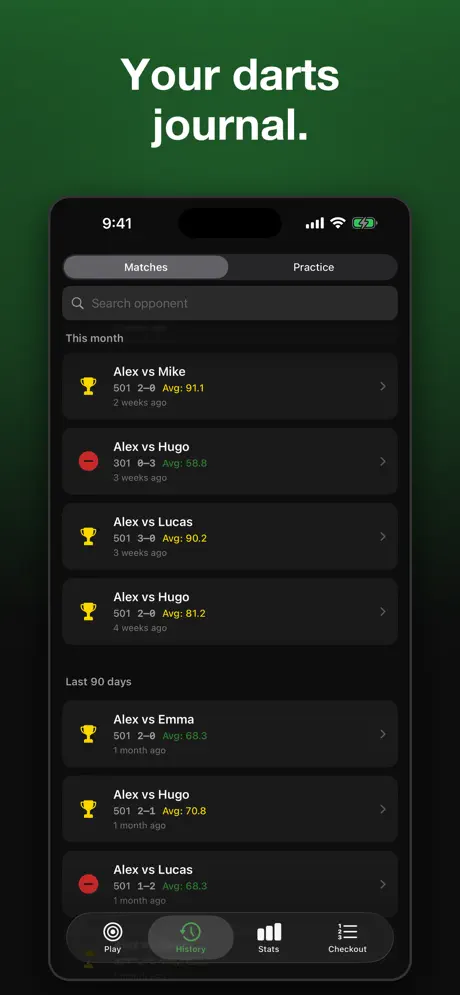Darts Tracker - Score & Stats — captura de pantalla del iPhone 6