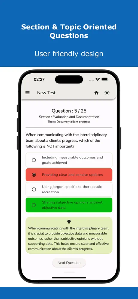 Therapeutic Recreation Test Screenshot 1