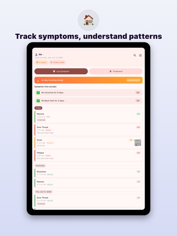 Symtom Log iPad screenshot