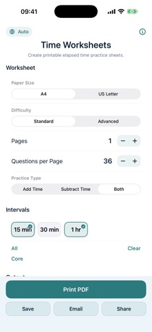 Time Worksheets iPhone screenshot