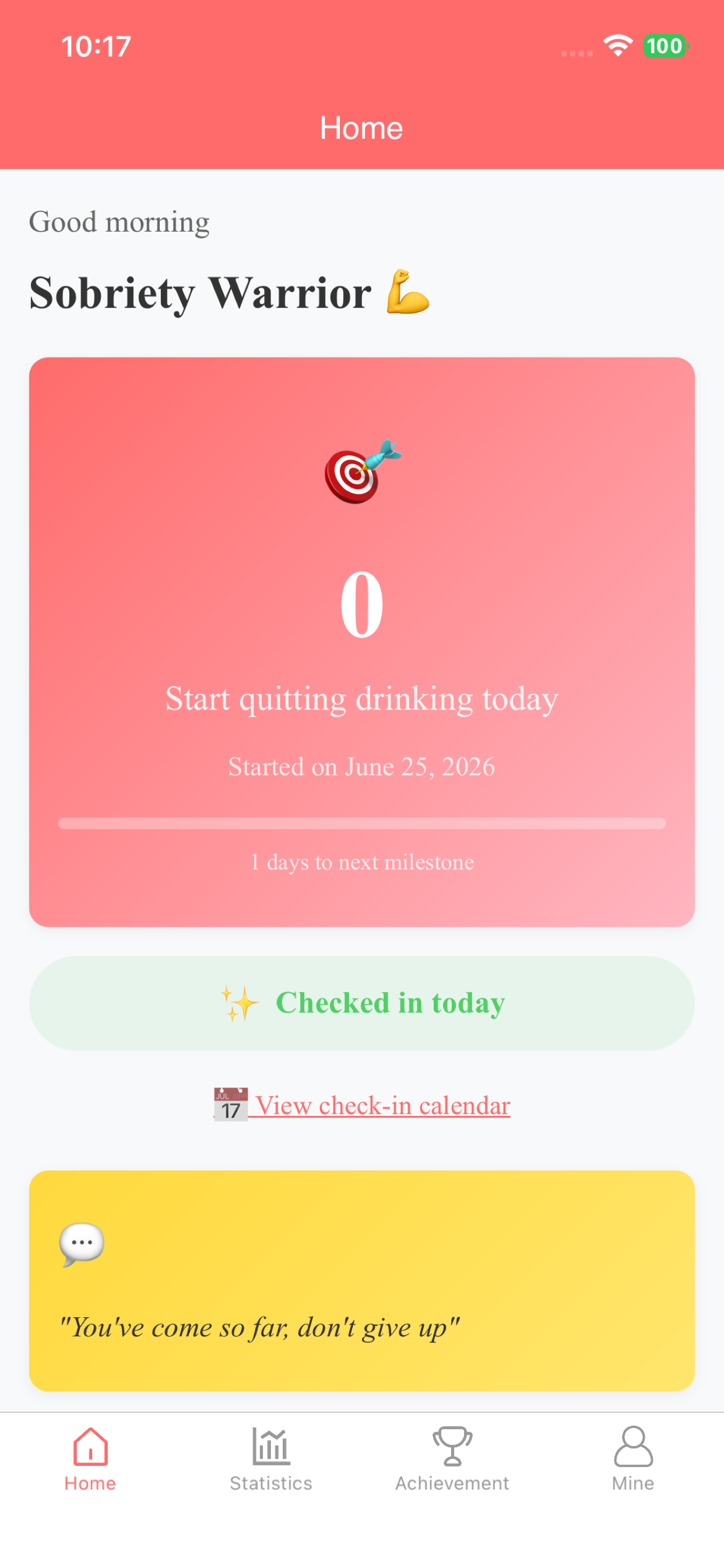 Sobriety Log - Quit Check-in