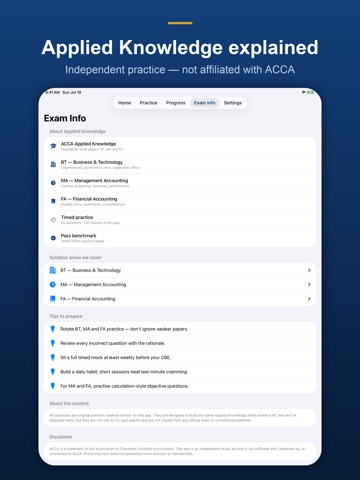 ACCA Applied Knowledge Prep iPad screenshot