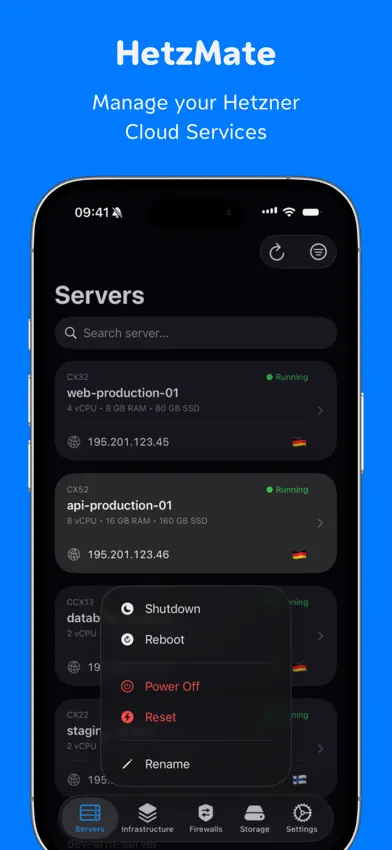 HetzMate for Hetzner Cloud screenshot 1