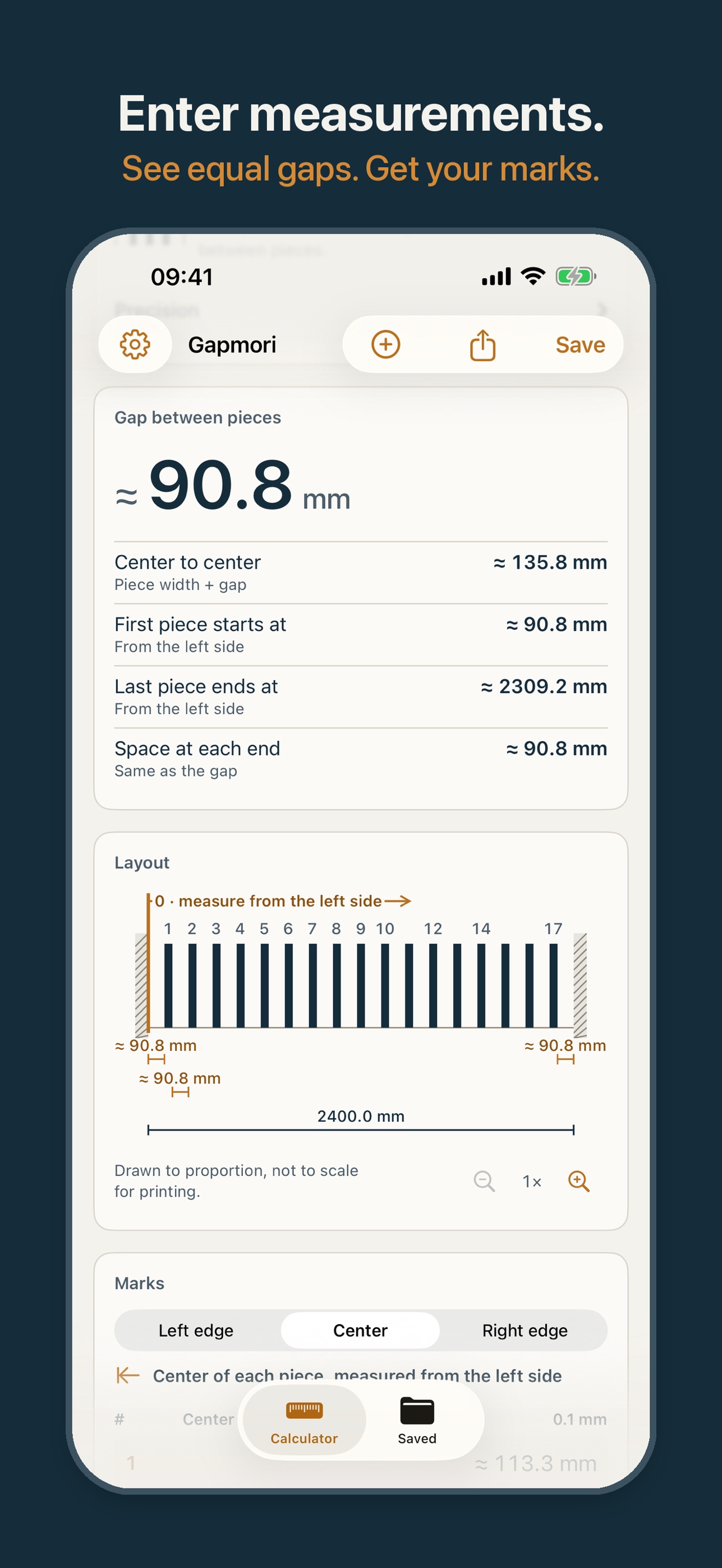 Screenshot 1 of Gapmori: Spacing Calculator