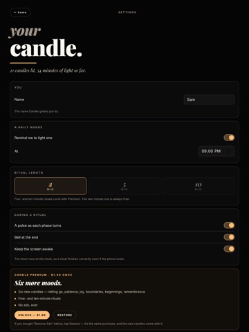 Candle — Daily Mood Ritual iPad screenshot