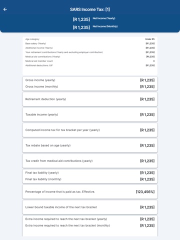 SARS Income Tax Calculator iPad screenshot