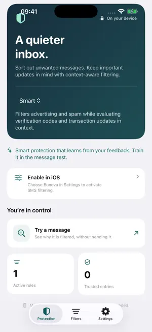 Bunovu: Spam SMS Blocker screenshot 1