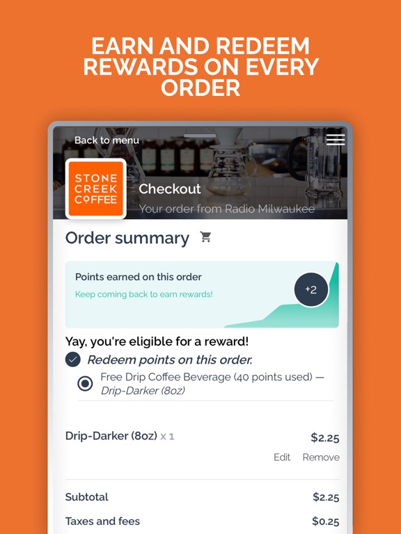 Stone Creek Coffee To Go iPad screenshot 5 - Food & Drink app