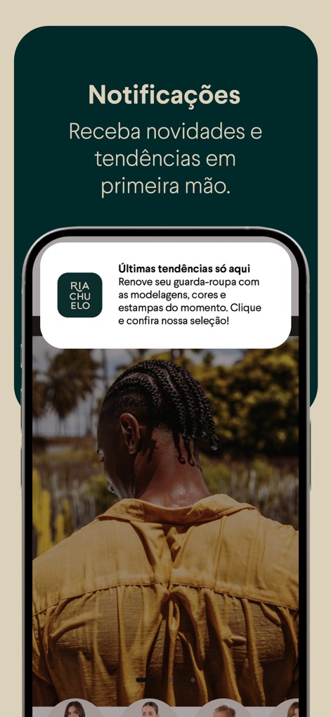 Riachuelo - Roupas e compras - The app delivers timely "Notificações" (Notifications) with "Últimas tendências" (Latest trends), keeping users informed on new arrivals and fashion developments.