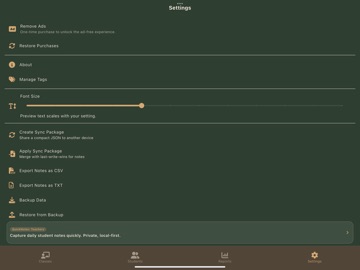 QuickNotes Teacher iPad screenshot
