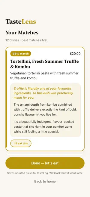 TasteLens: Menu Scanner screenshot 1