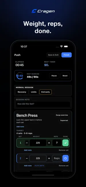 Cragen: Gym Workout Tracker screenshot 2