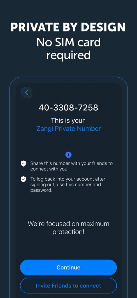 Zangi Private Messenger - Private Registration Access