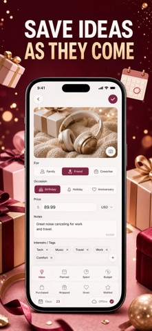 Gift Tracker: Ideas Budget iPhone screenshot