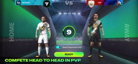 EA SPORTS FC™ Mobile Soccer 26 - La aplicación facilita los enfrentamientos PVP cara a cara, presentando a los rivales con sus uniformes únicos y mostrando una cuenta regresiva previa al partido.