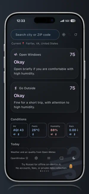 OpenWindow: Weather tracker screenshot 1