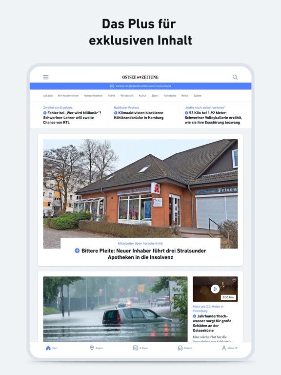 OZ - Nachrichten und Podcast iPad screenshot