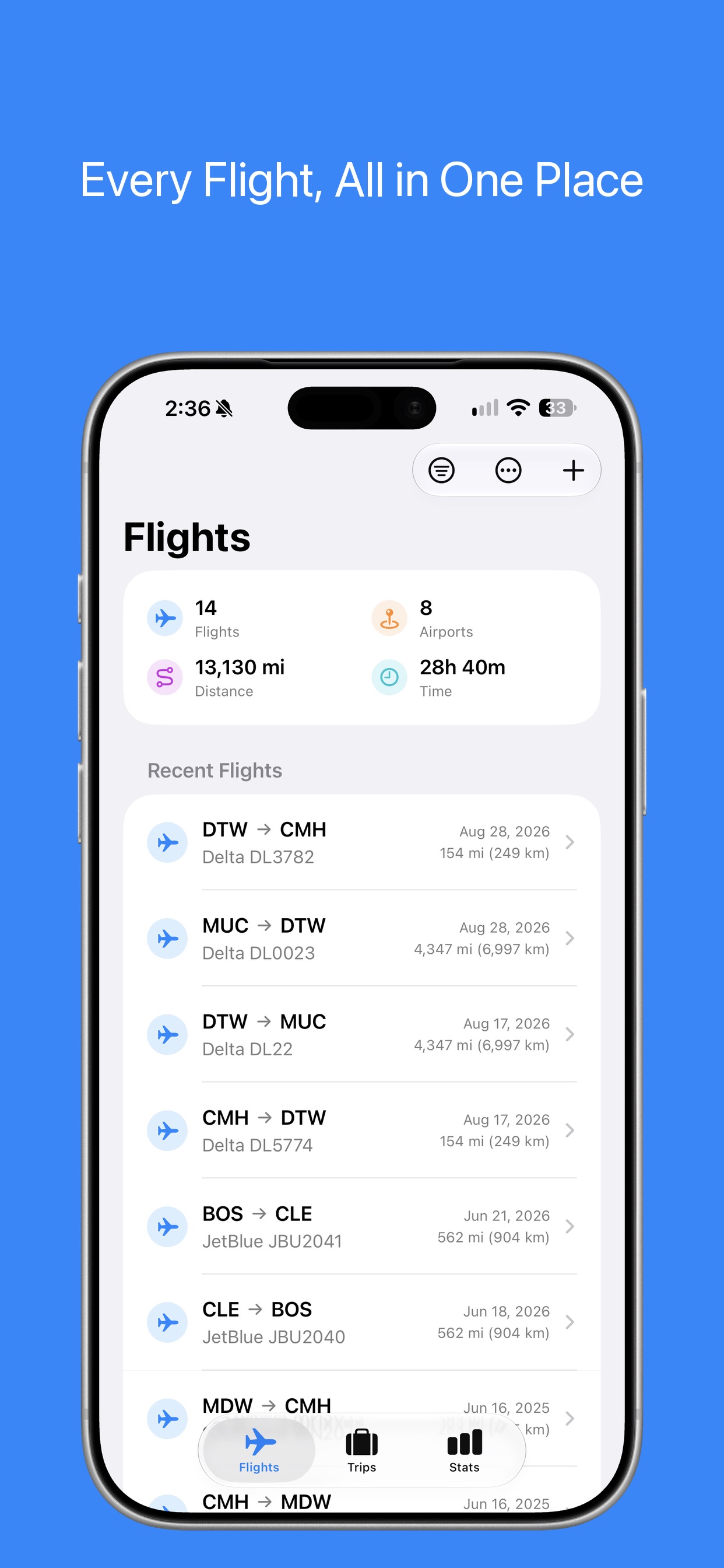 Screenshot 1 of Flights - Simple Flight Log