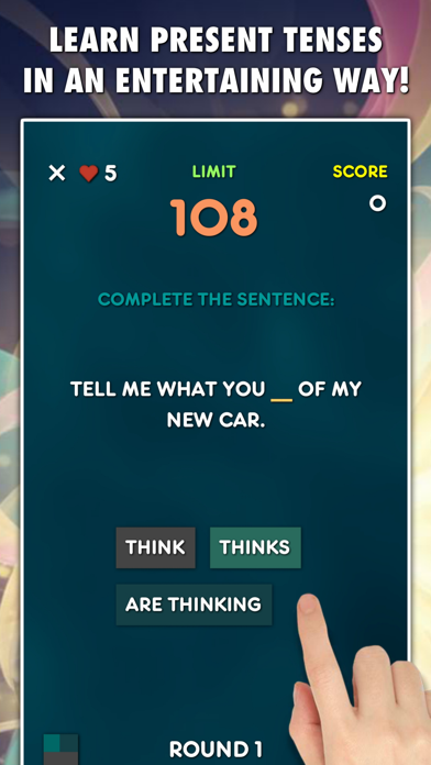 Screenshot #1 pour Present Tenses Grammar Test