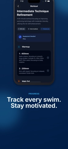 SwimCoach AI: Swim Workouts iPhone screenshot