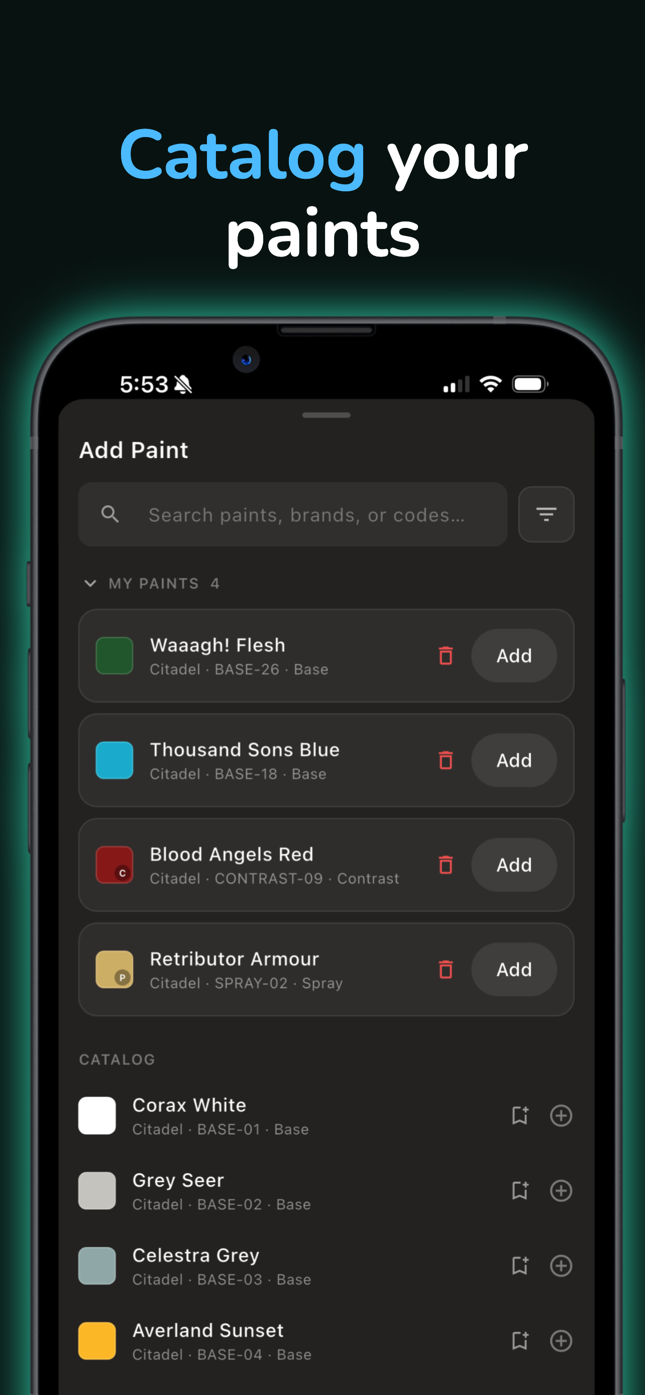 Mustered: Mini Paint Tracker screenshot 2