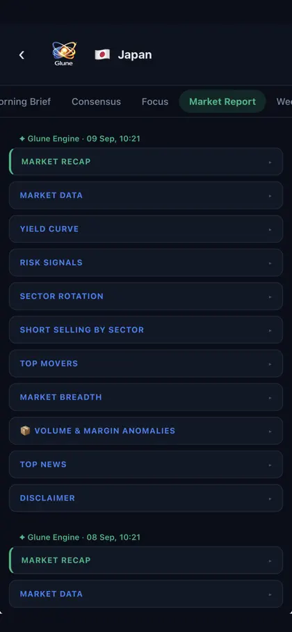 Screenshot 4 di 6 di GLUNE: AI Market Intelligence