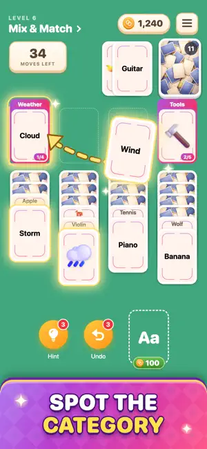 Word Solitaire: Category Sort screenshot 3