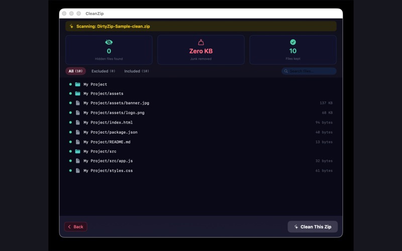 CleanZip screenshot