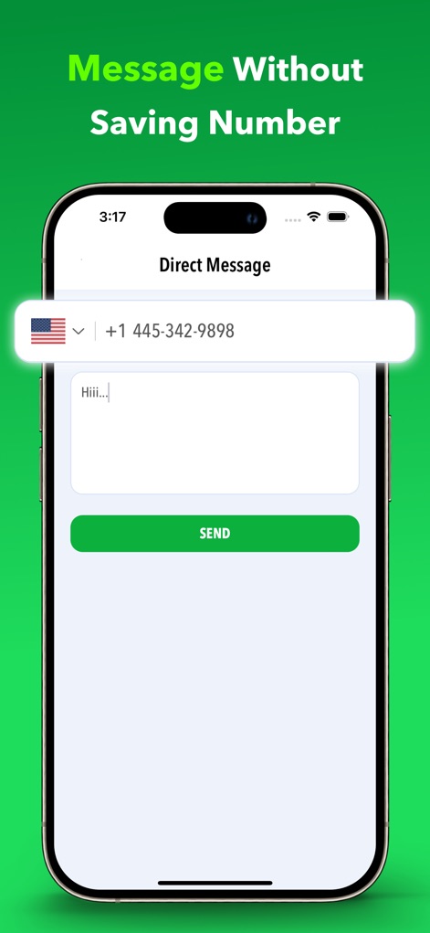 Status Saver - Download Status - Observe the streamlined 'Direct Message' interface, allowing users to initiate conversations with new numbers directly through the phone number input and message composition area.