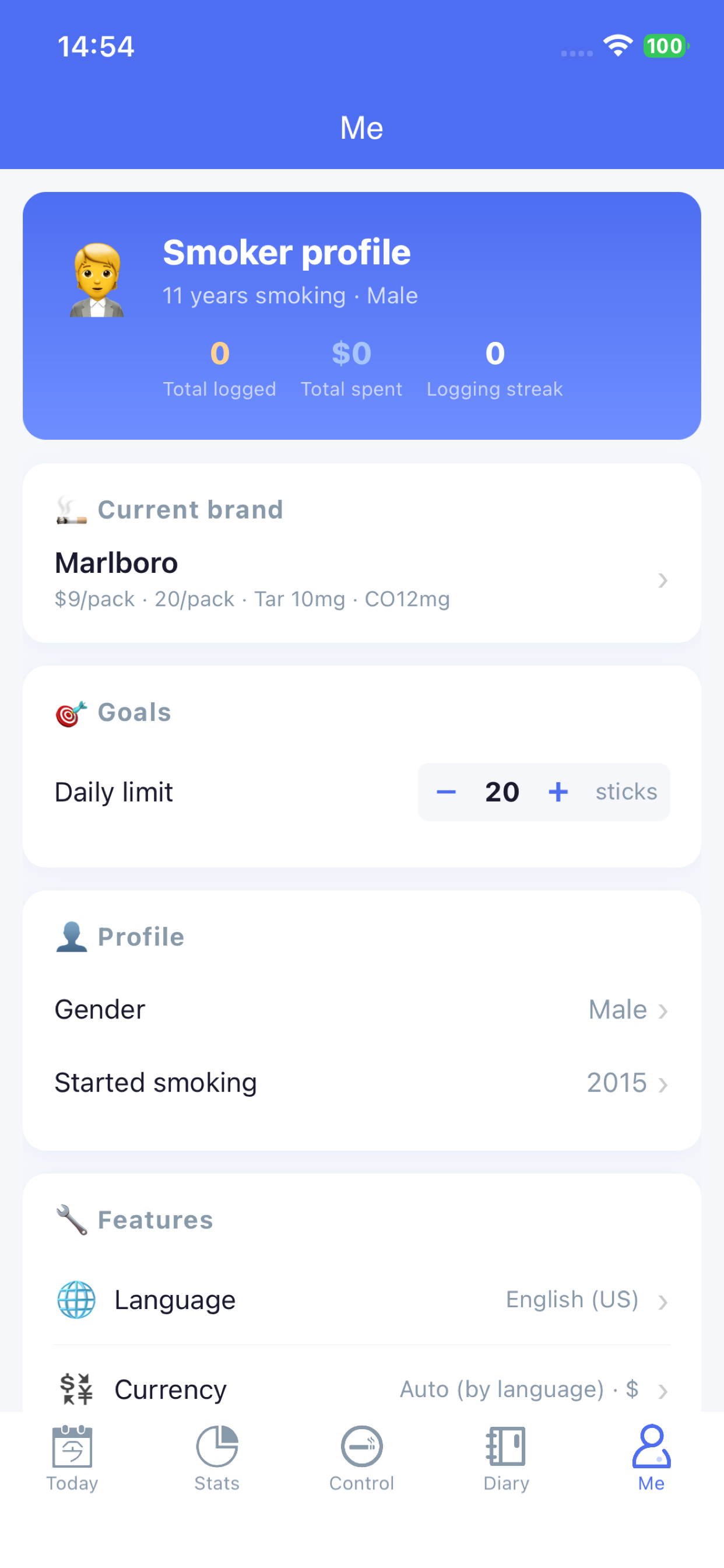 Smoke Less Quit Smoking Diary screenshot 5
