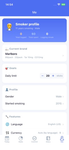 Smoke Less Quit Cigarette Log Screenshot 5 of 5