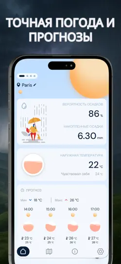 Скриншот Погода : оповещения об УФ на iPhone 1