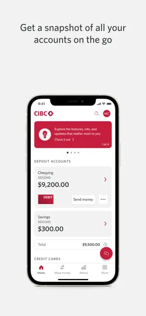 CIBC Mobile Banking iPhone screenshot 1
