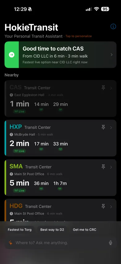 HokieTransit screenshot 1