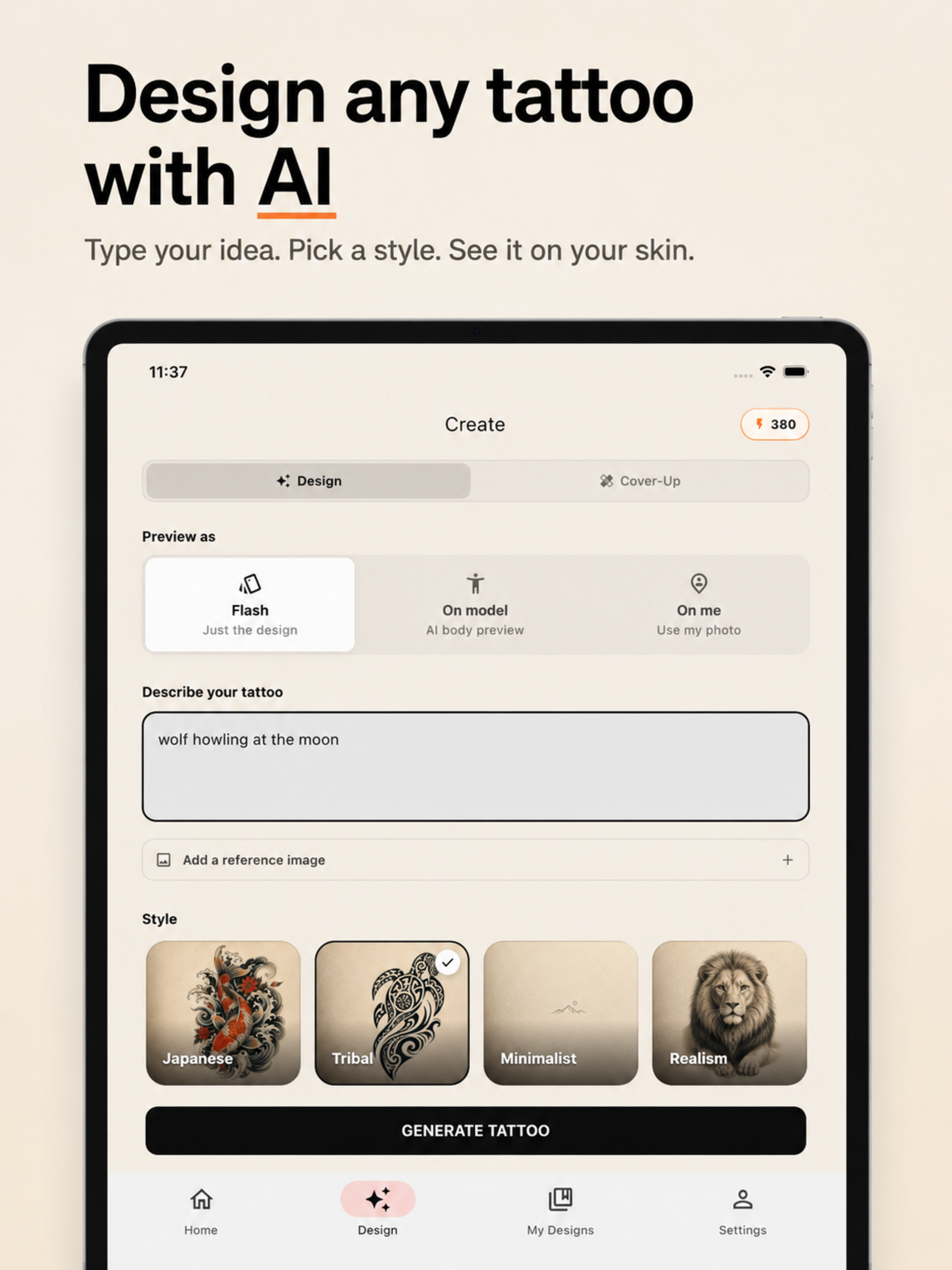 AI Tattoo Generator - Tattoi
