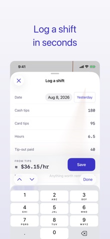 TipDeck – Tip & Shift Tracker Screenshot 3 of 5