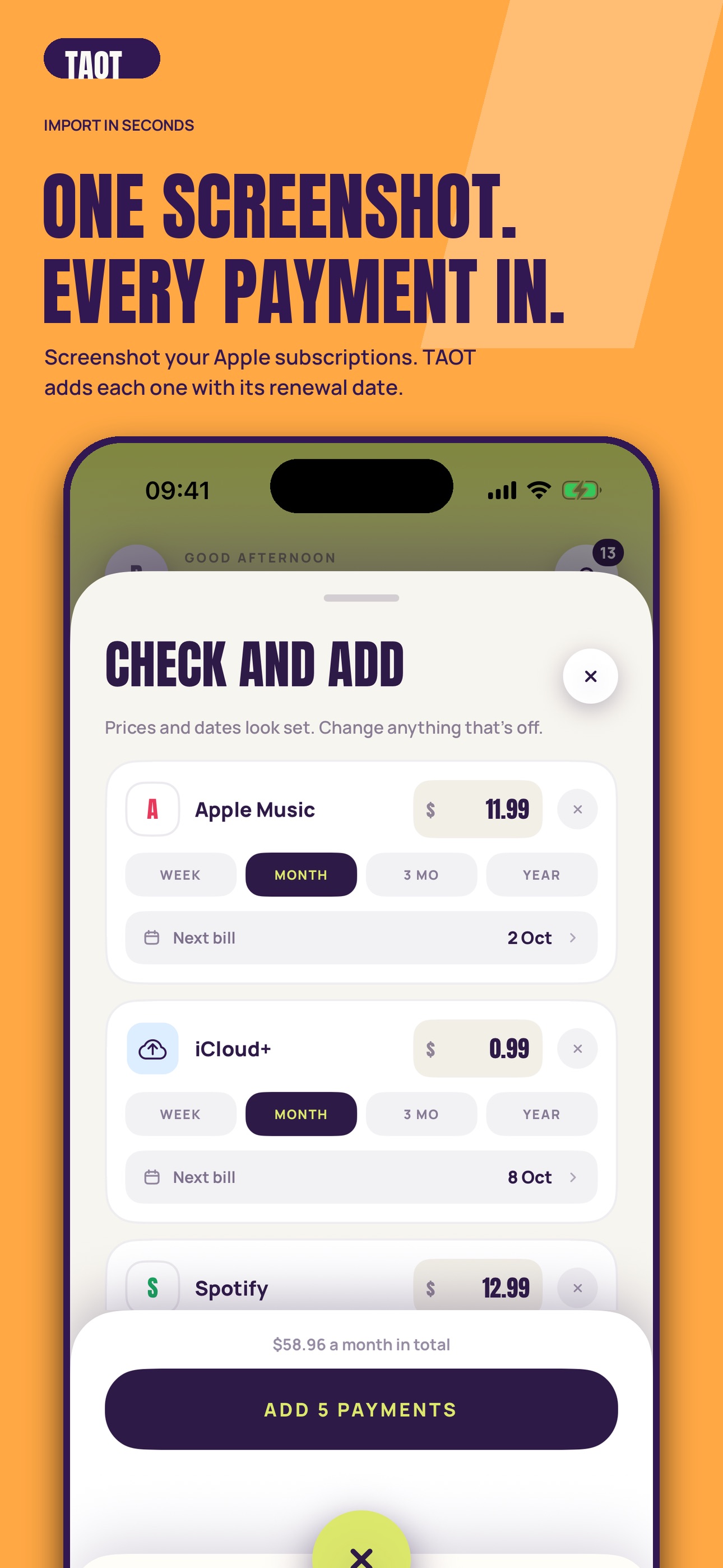 Screenshot 3 of TAOT – Subscription Tracker